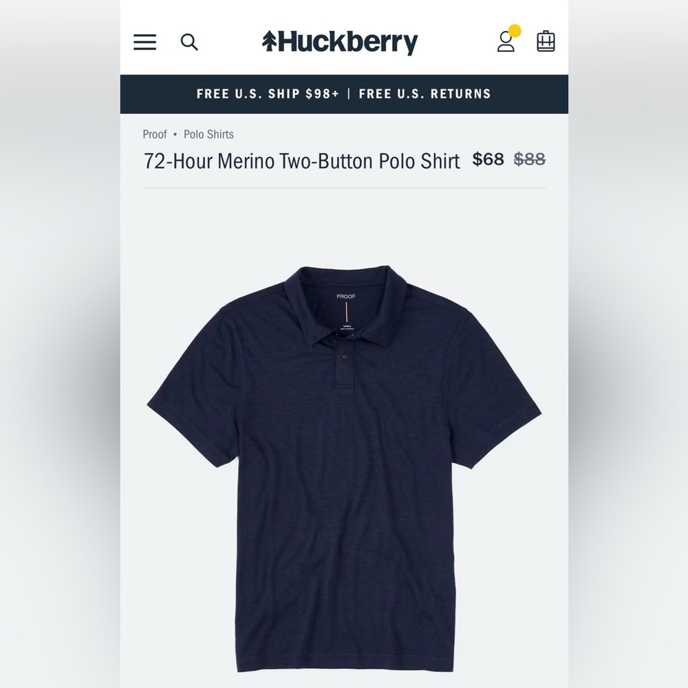 Proof 72-Hour Merino Two-Button Polo Shirt